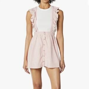 Jack By BB Dakota Grapefruit NWT Ruffled Straps Skirt Plaid White/Pink Size L